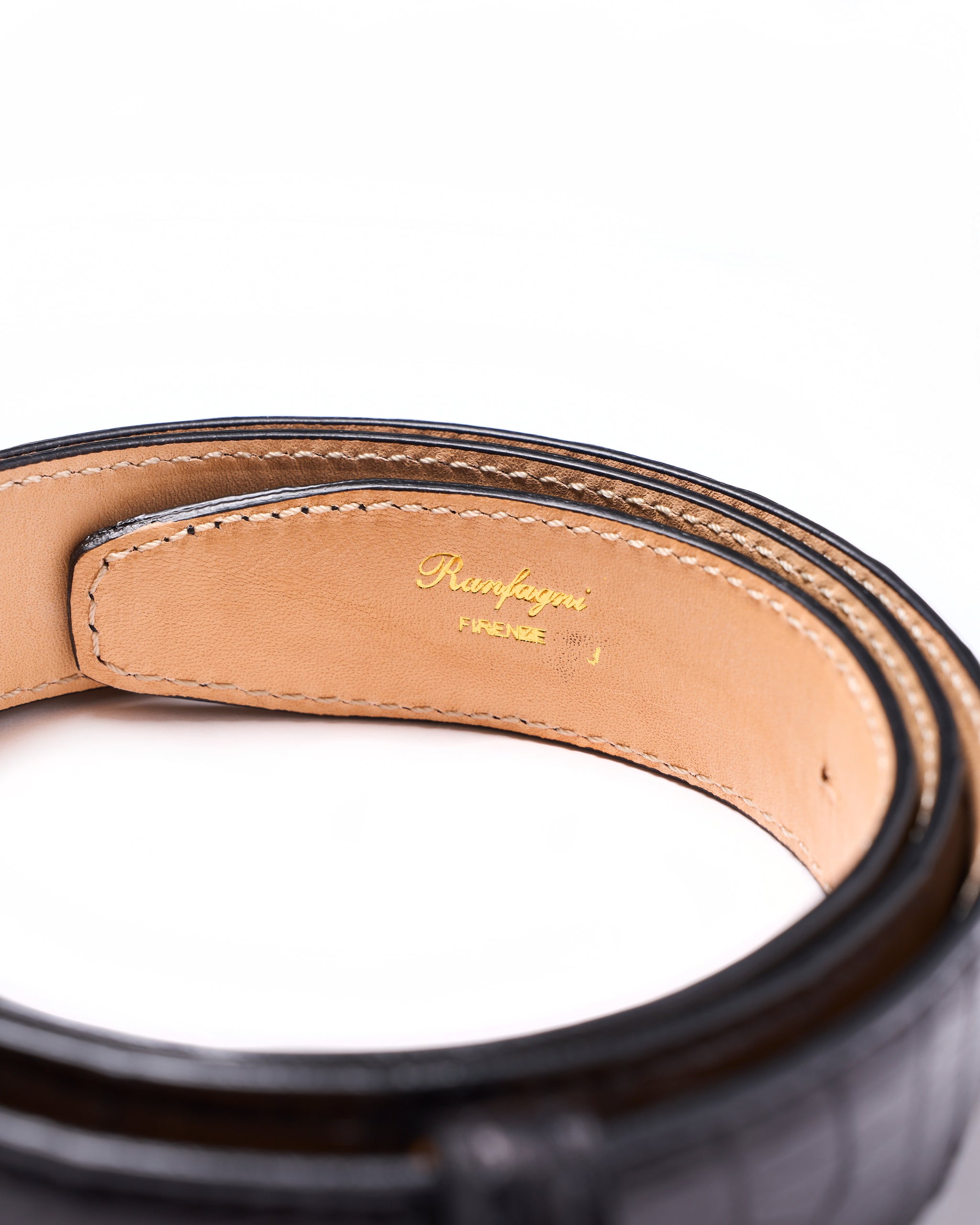 Belt - Black crocodile - Gold buckle