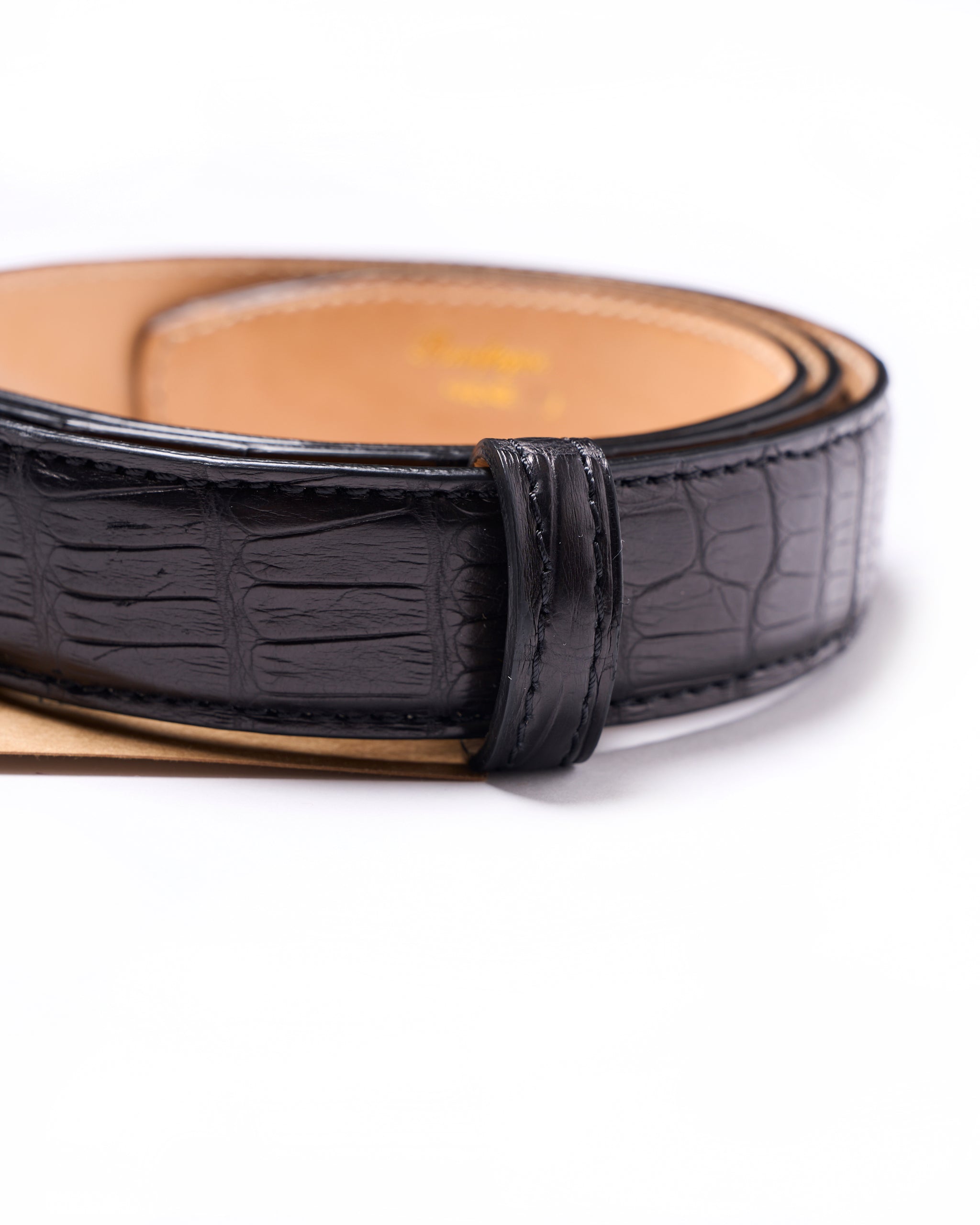 Belt - Black crocodile - Gold buckle