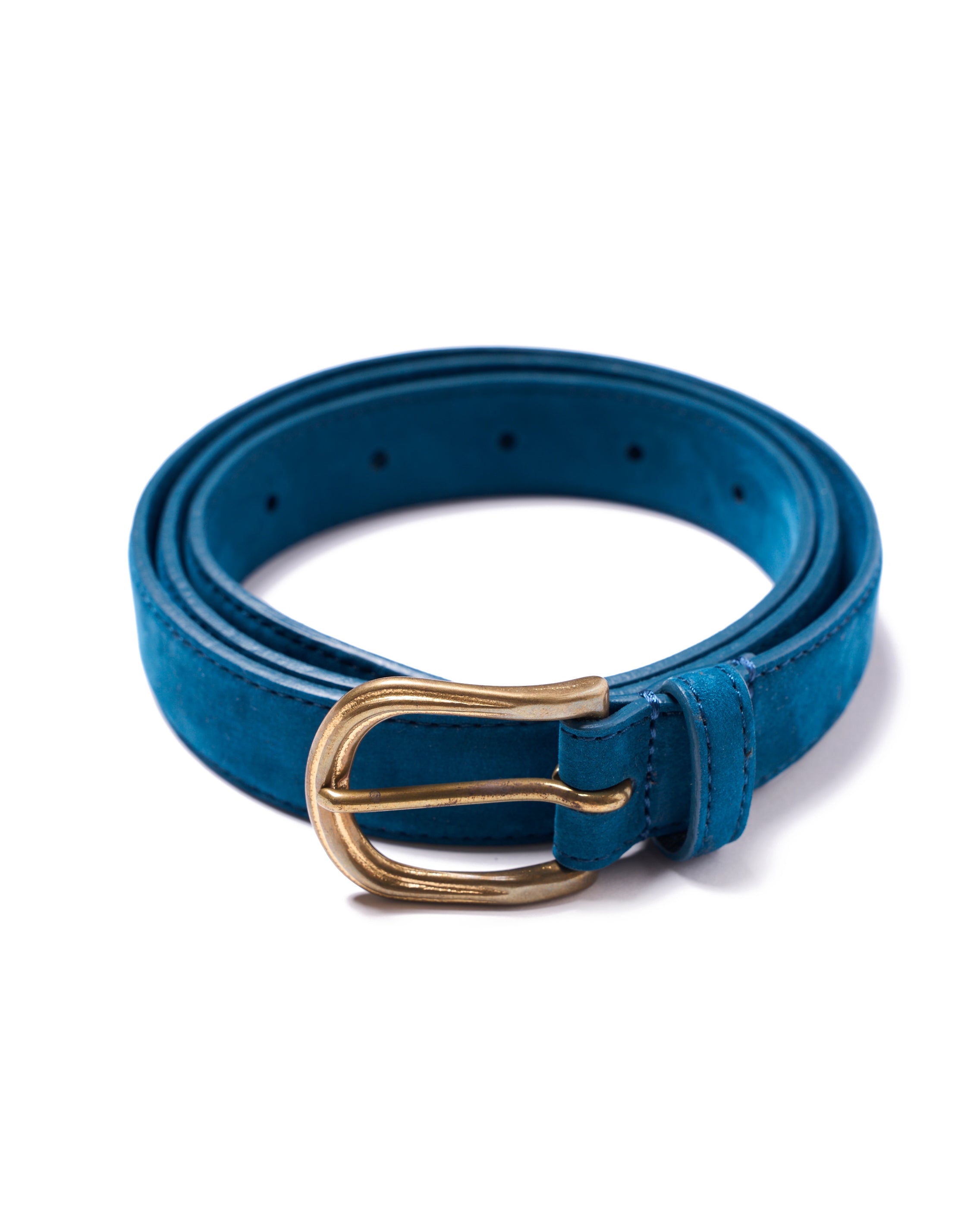 Belt - Blue Suede - Gold buckle