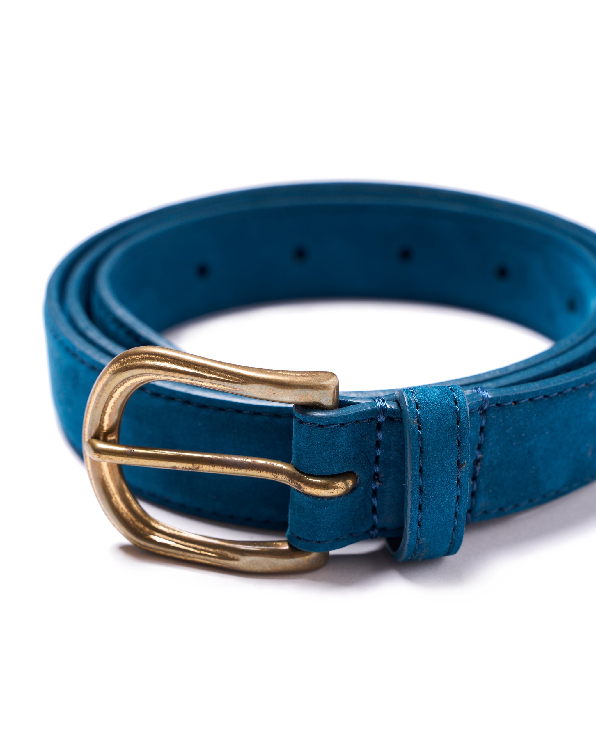 Belt - Blue Suede - Gold buckle