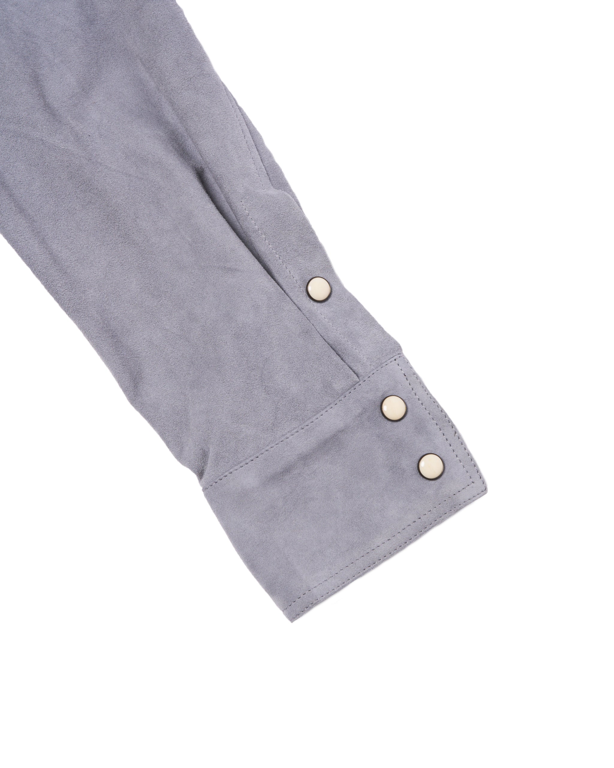 Suede leather western overshirt - Light blue