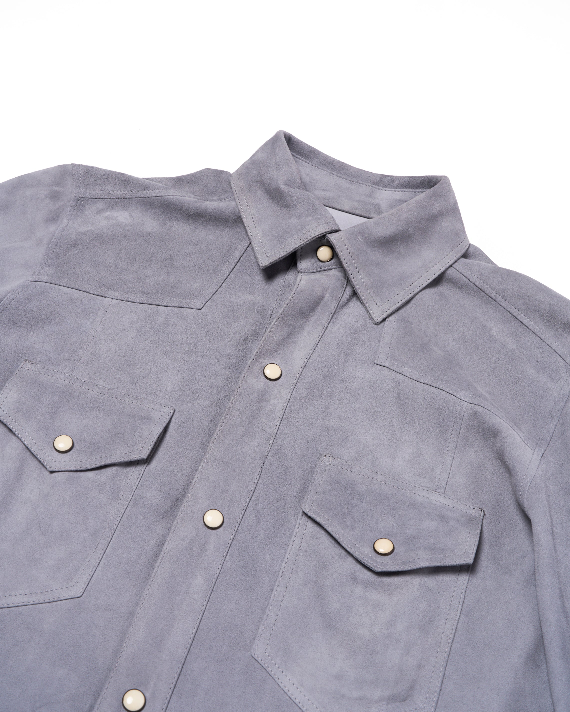 Rifugio - Suded leather shirt - Light blue