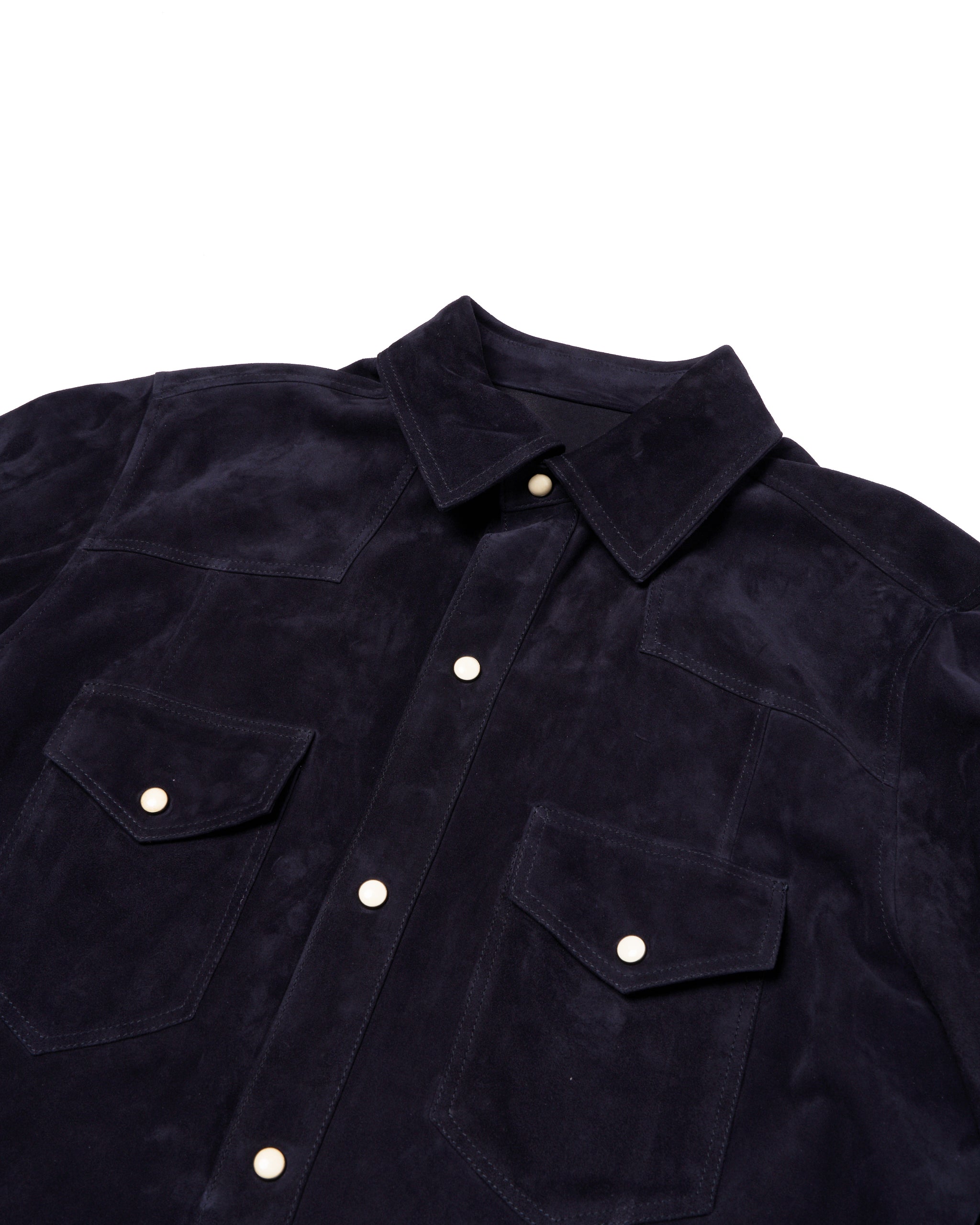 Suede leather western overshirt - Light blue