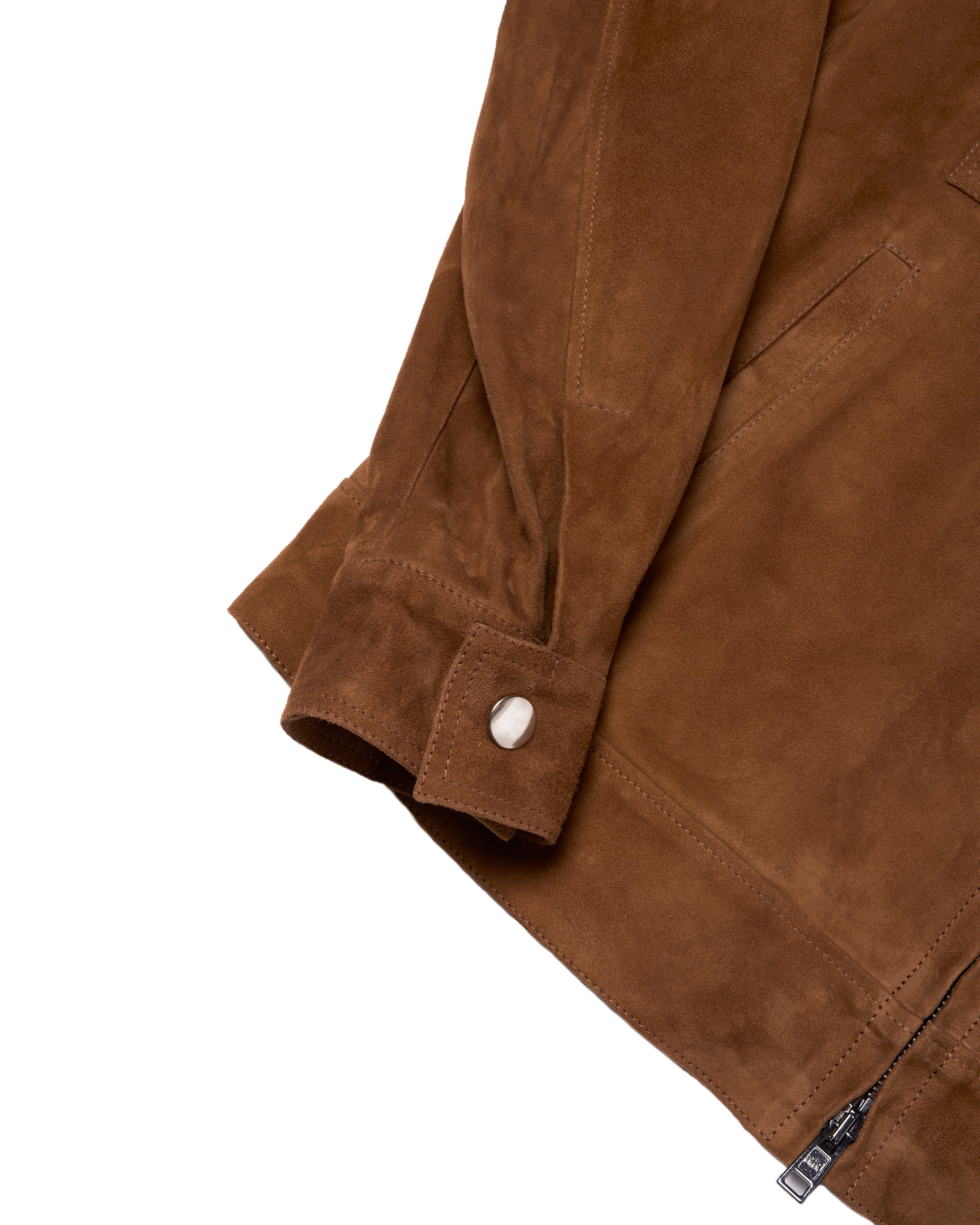 Suede leather blouson jacket - Almond Brown