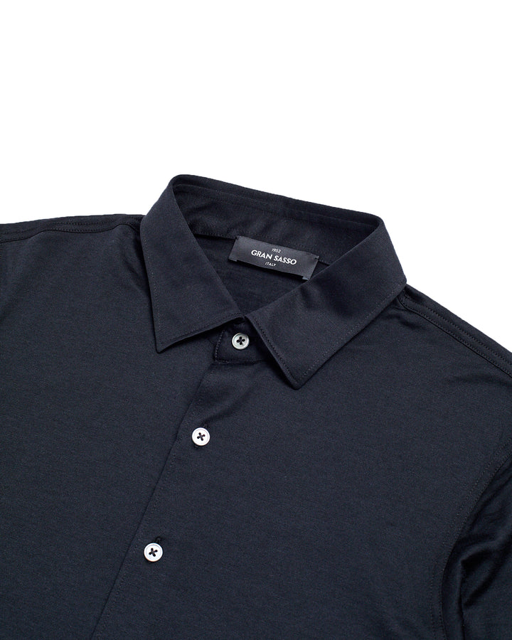 Long sleeve silk and cotton jersey shirt - Black