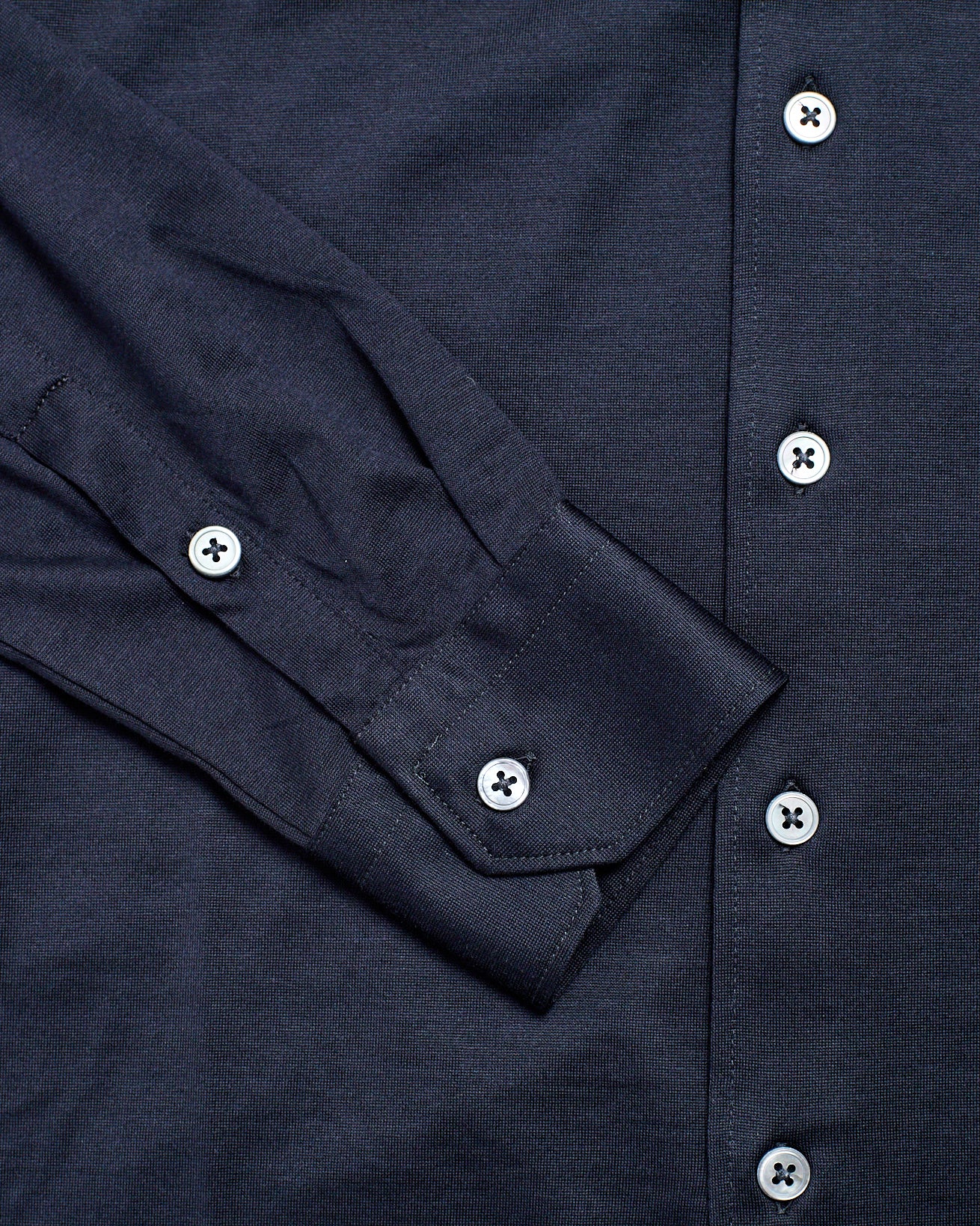 Long sleeve silk and cotton jersey shirt - Midnight blue