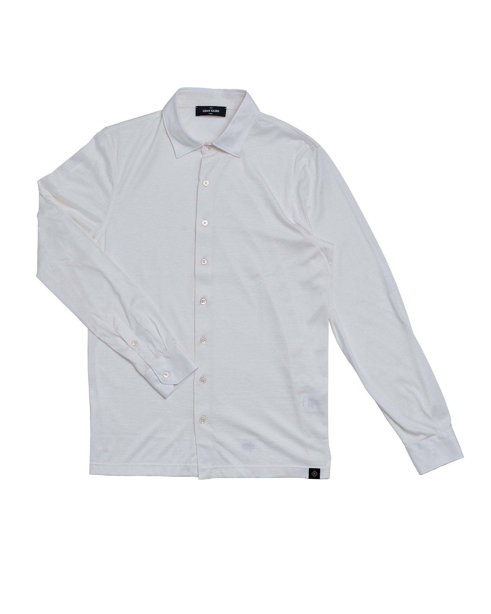 Long sleeve silk and cotton jersey shirt - Off white