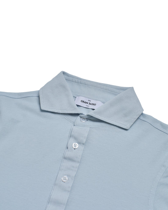 Pique cotton polo - Sky blue