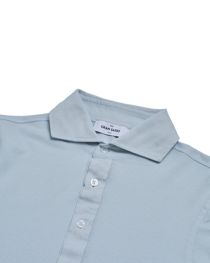 Pique cotton polo - Sky blue