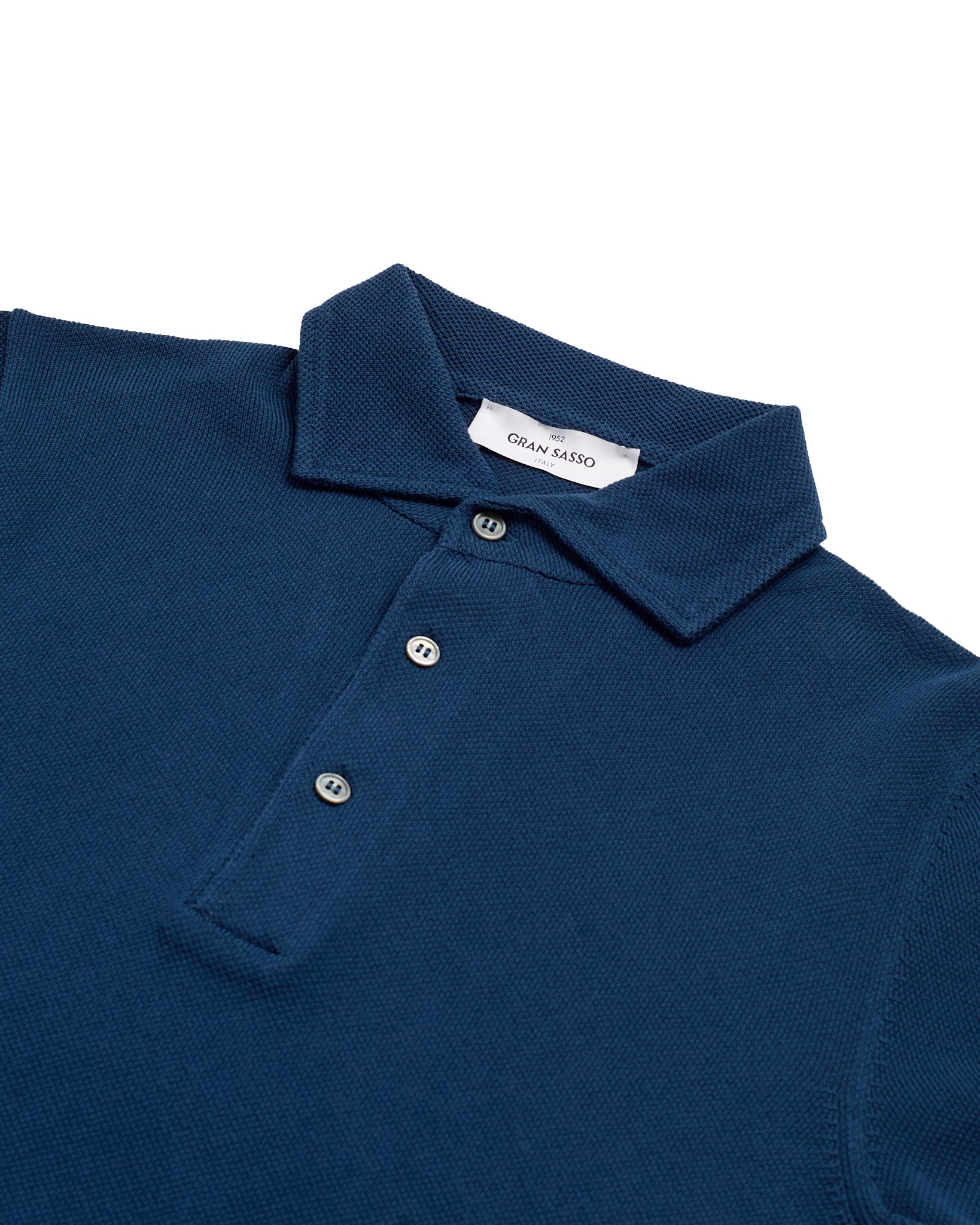 Knitted cotton polo pique - Night blue