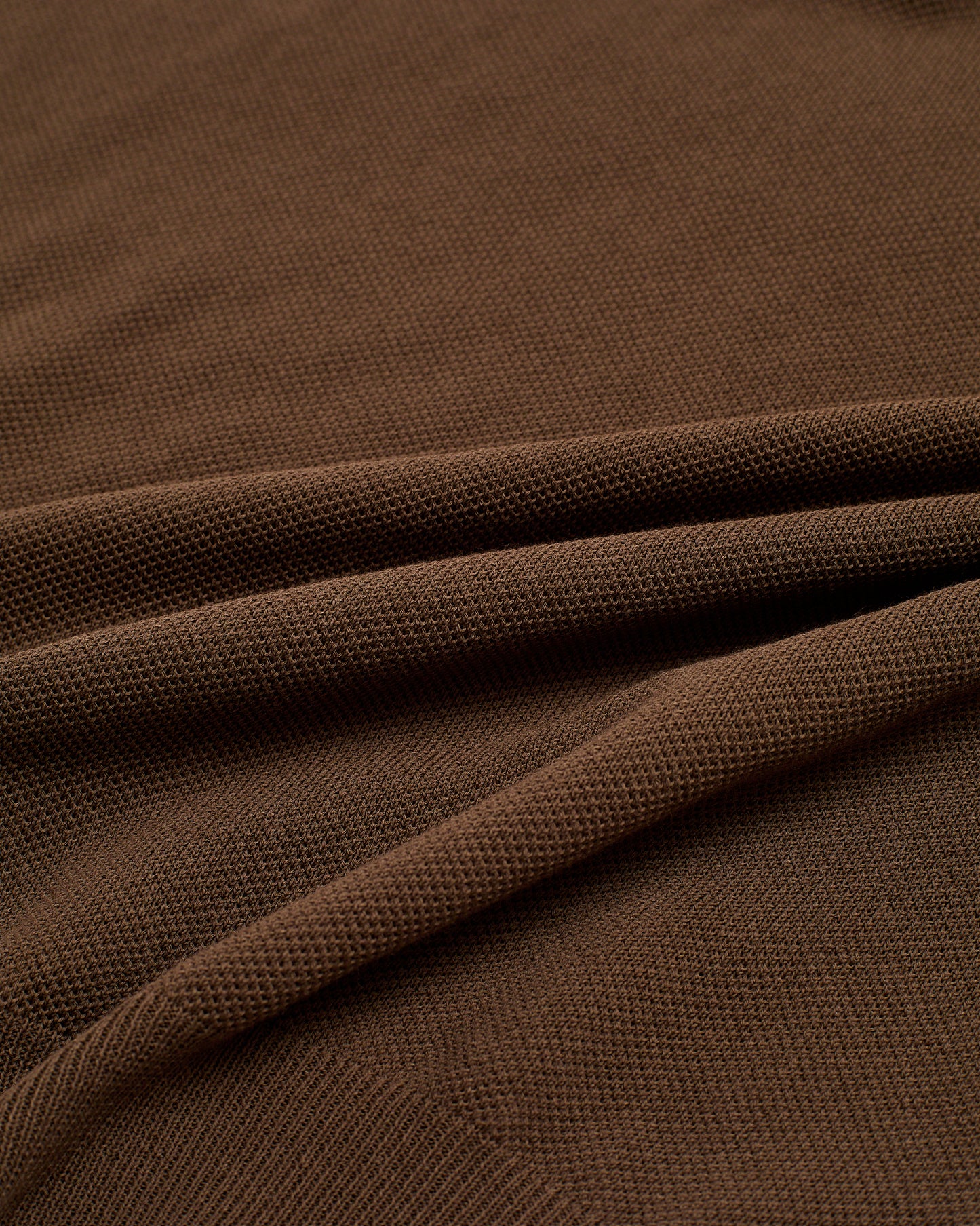 Knitted cotton polo pique - Dark brown