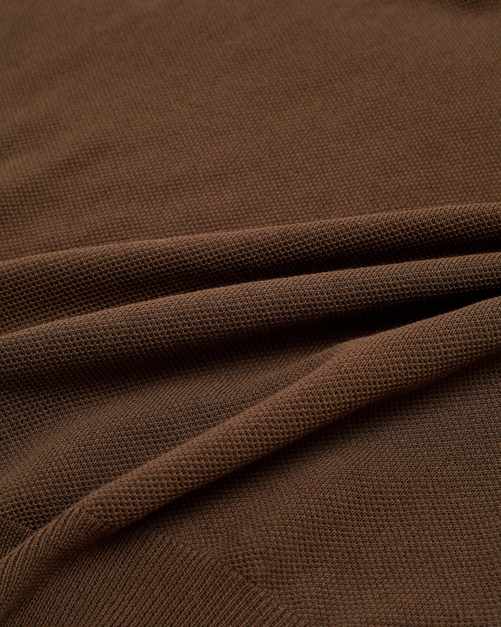 Knitted cotton polo pique - Dark brown