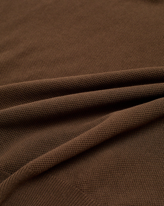 Knitted cotton polo pique - Dark brown