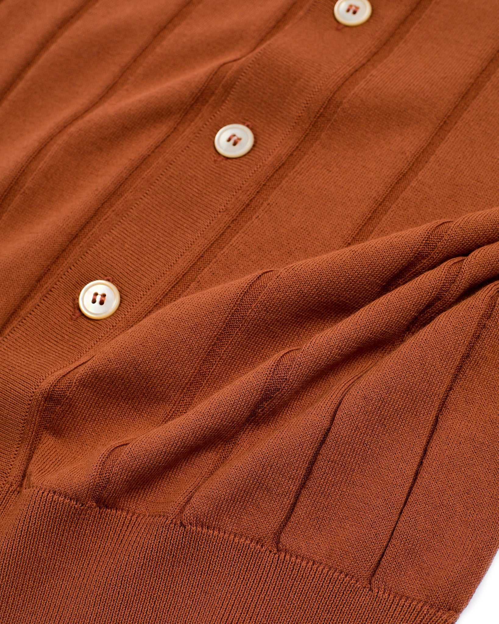 Knitted ribbed cotton shirt - Brick