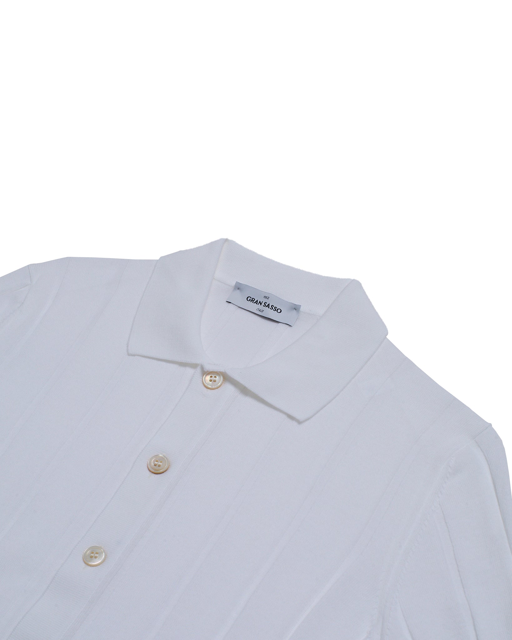 Knitted ribbed cotton shirt - White