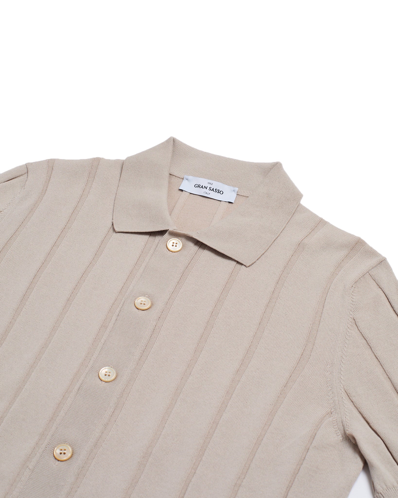 Knitted ribbed cotton shirt - Sand