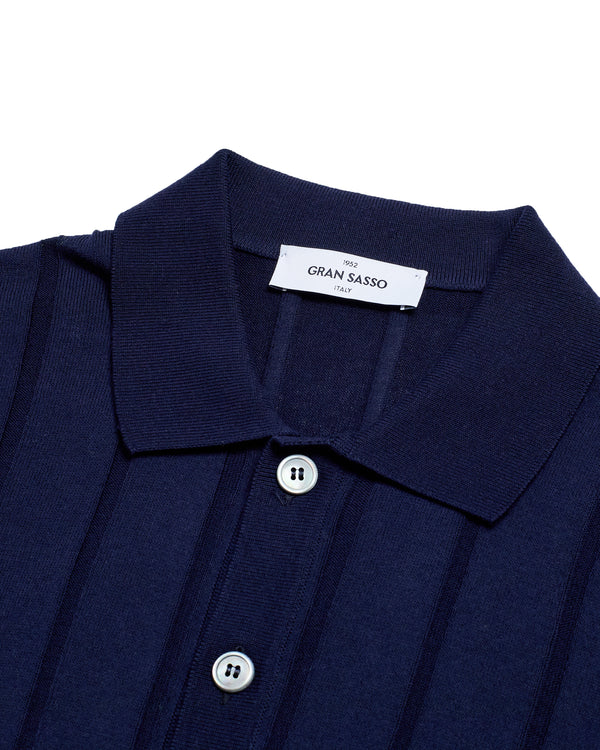 Shirt - Knitted ribbed - Navy blue - CO