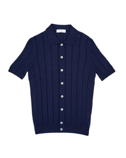 Shirt - Knitted ribbed - Navy blue - CO