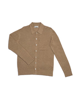 Knitted shirt cable rib stitch - Taupe - silk/linen