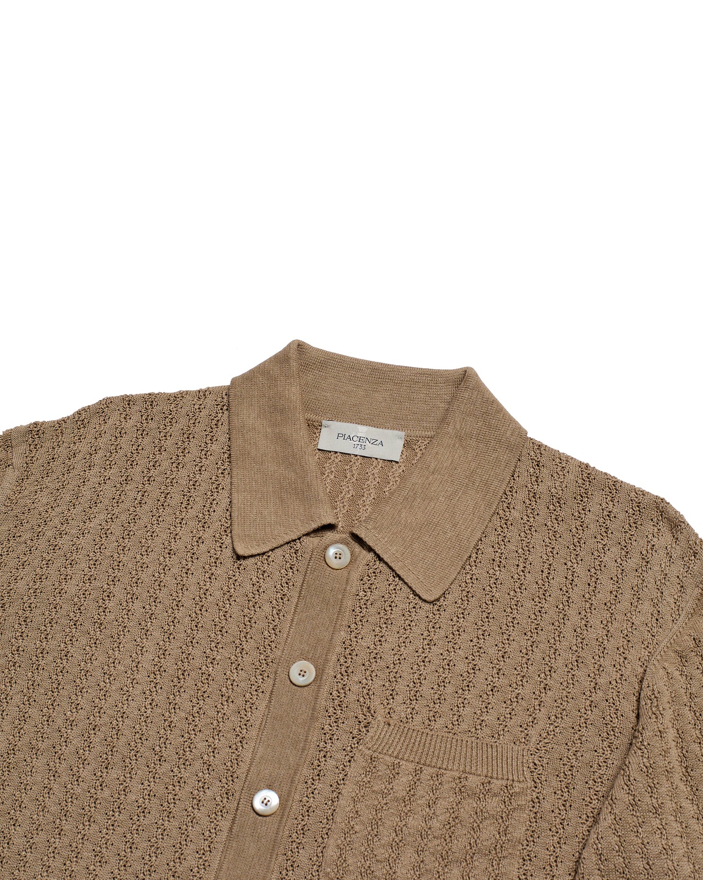 Knitted shirt cable rib stitch - Taupe - silk/linen