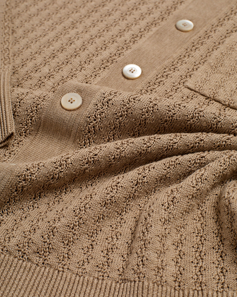 Knitted shirt cable rib stitch - Taupe - silk/linen