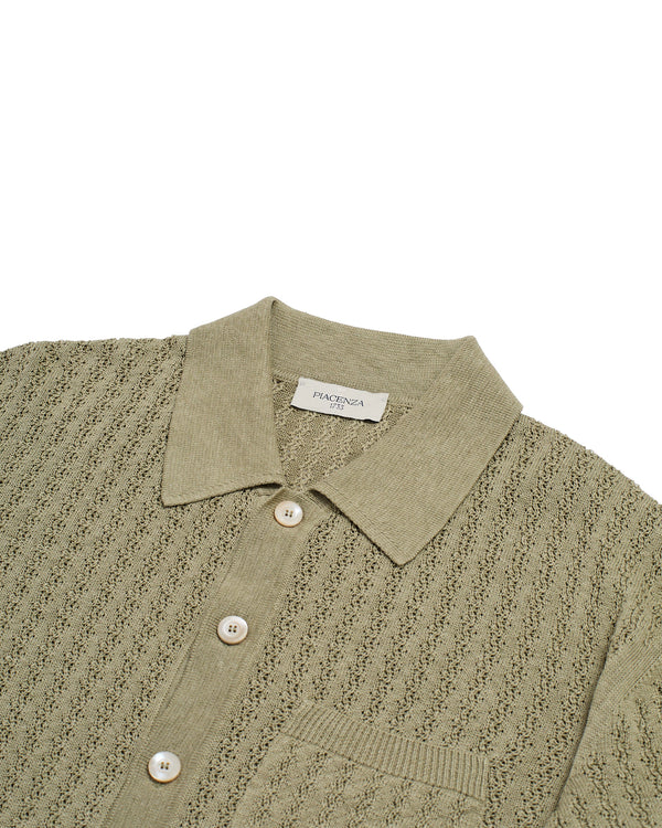 Knitted shirt cable rib stitch - Menta - silk/linen