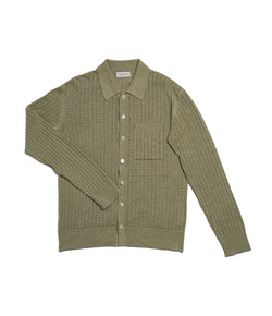 Knitted shirt cable rib stitch - Menta - silk/linen