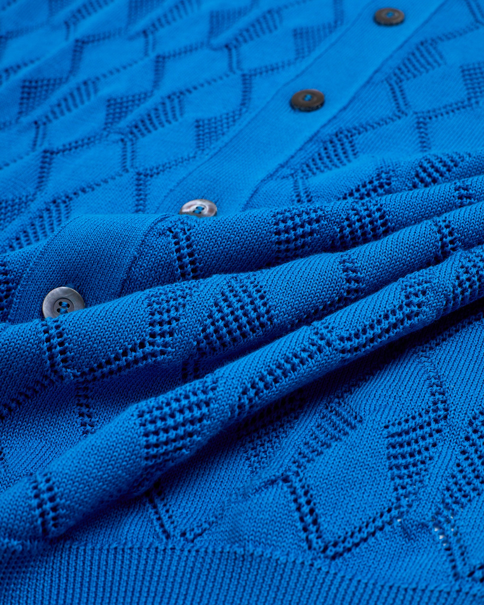 Knitted shirt Crochet stitch - Azuro blue - cotton