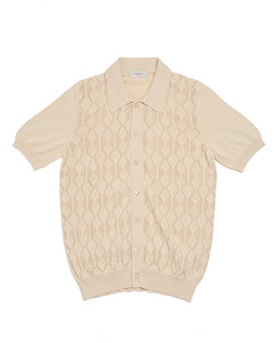 Knitted shirt Crochet stitch - Shell white - cotton