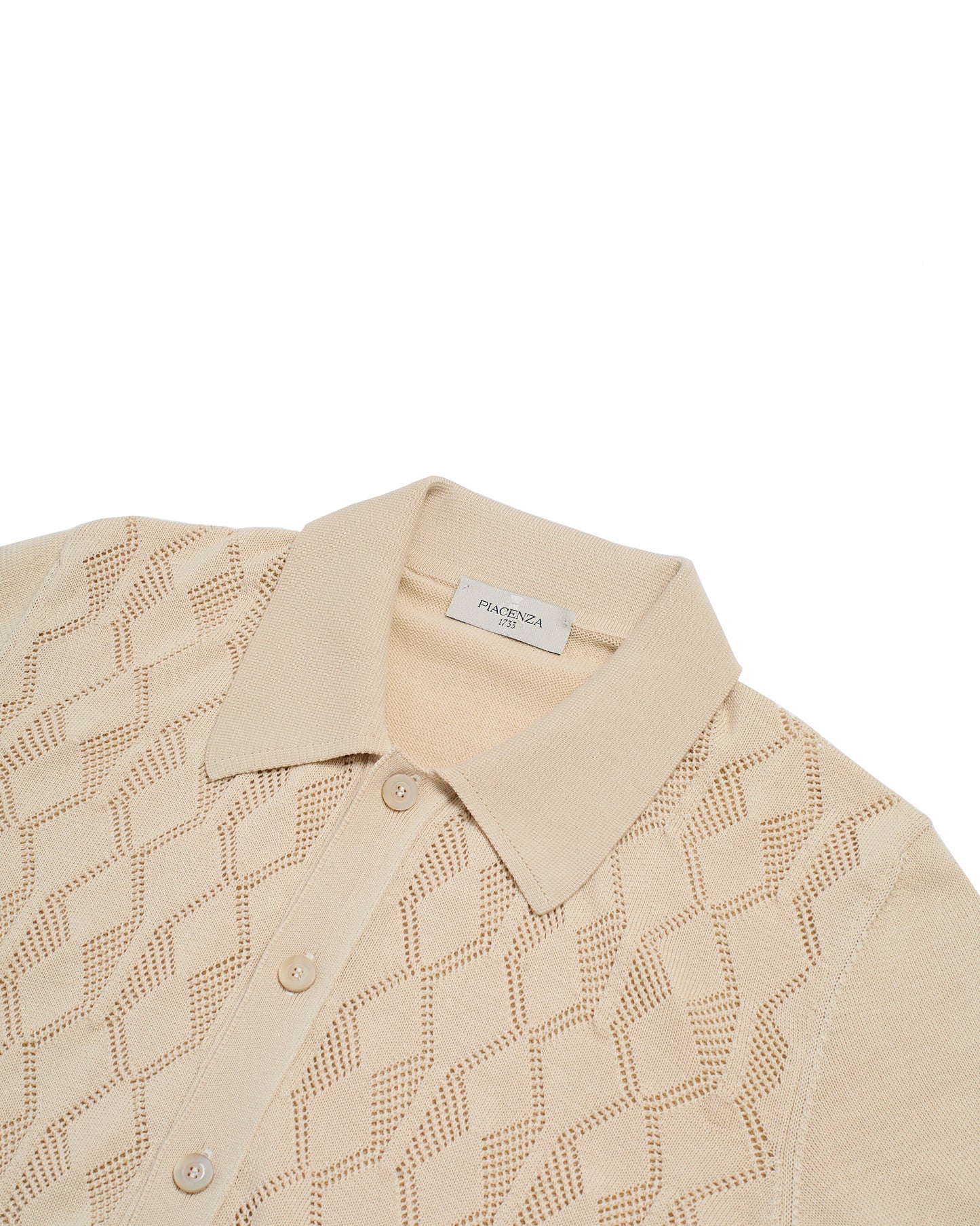 Knitted shirt Crochet stitch - Shell white - cotton