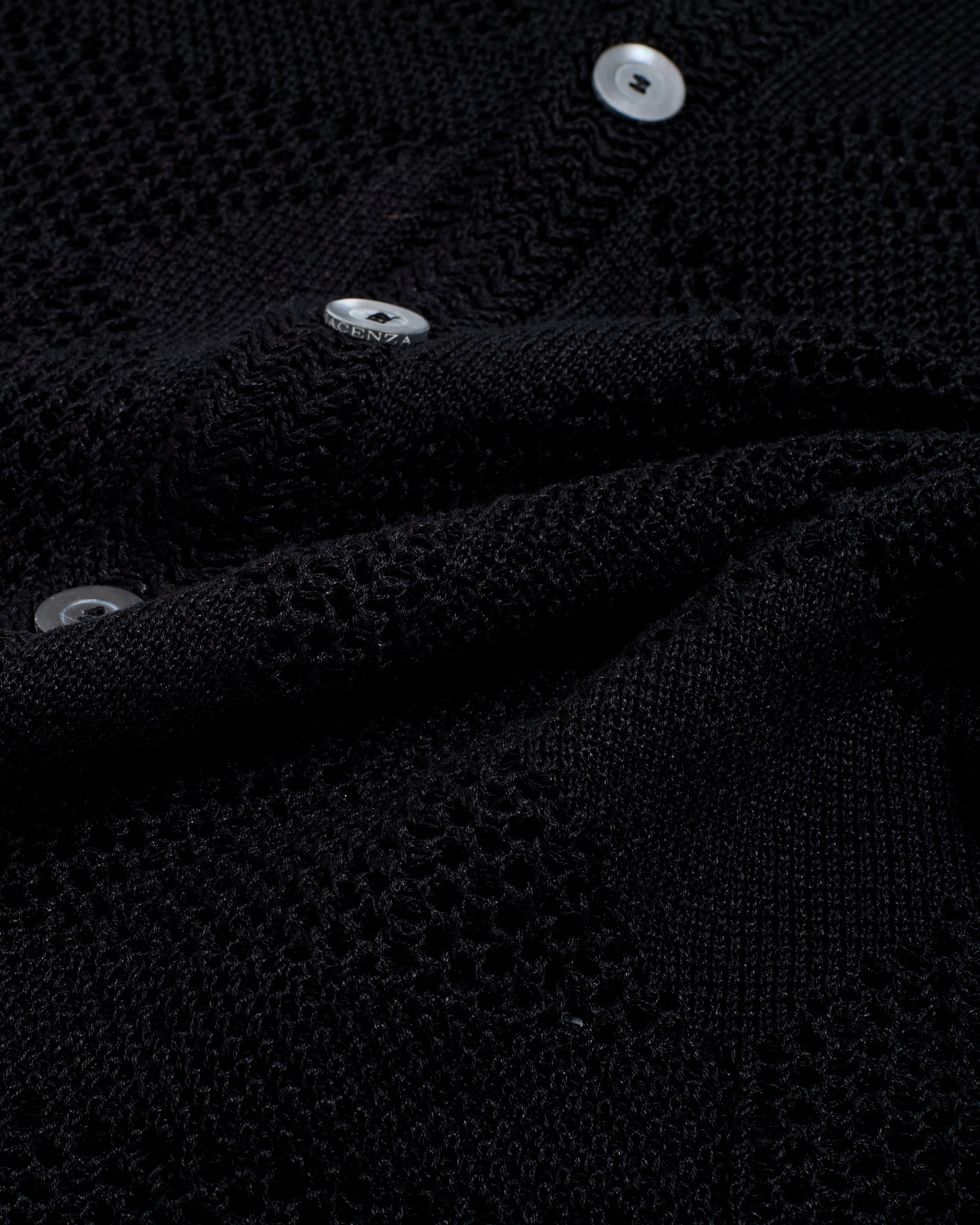 Knitted shirt Geometric stitch - Nero - cotton/linen