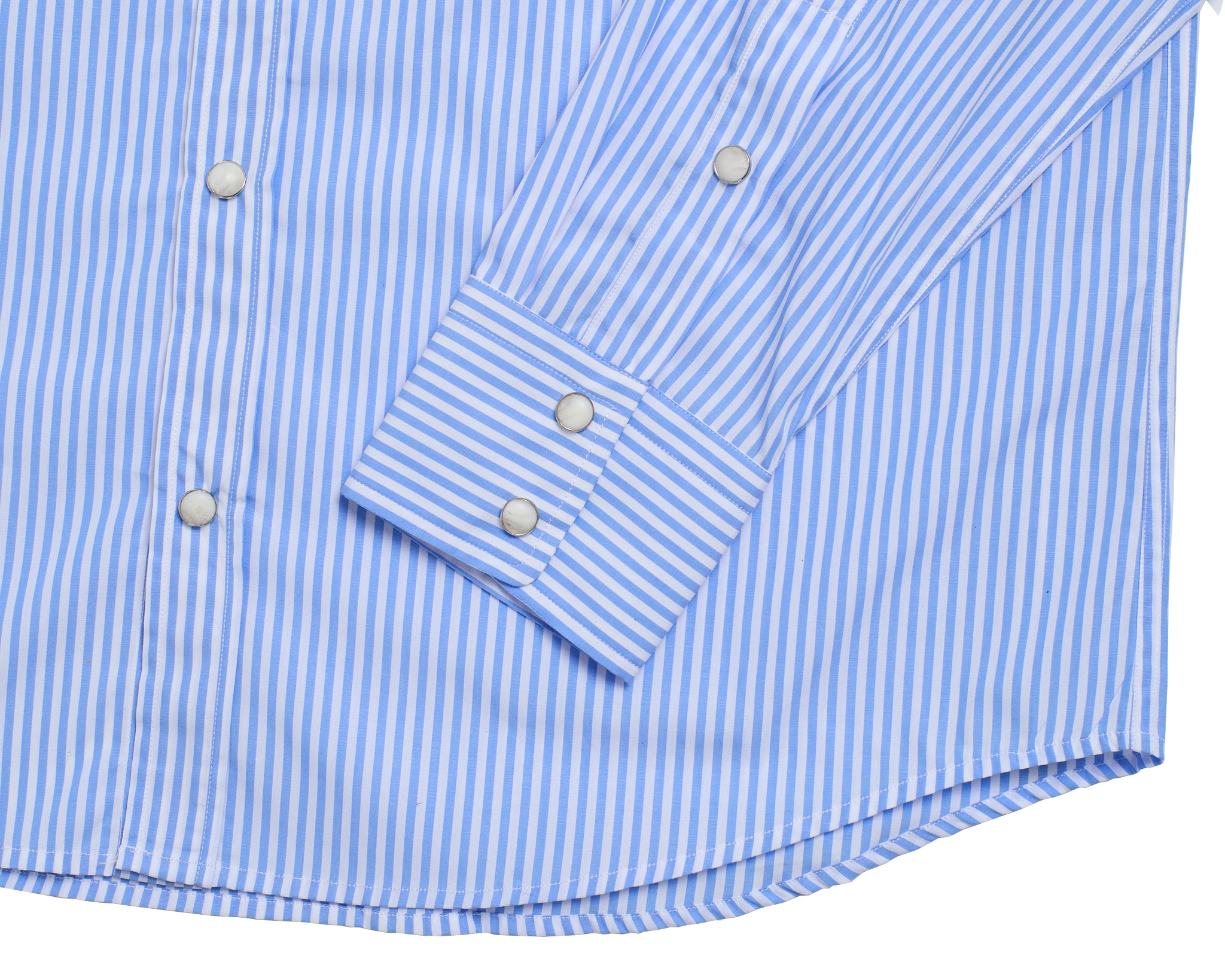 Western shirt - Light blue stripe poplin cotton