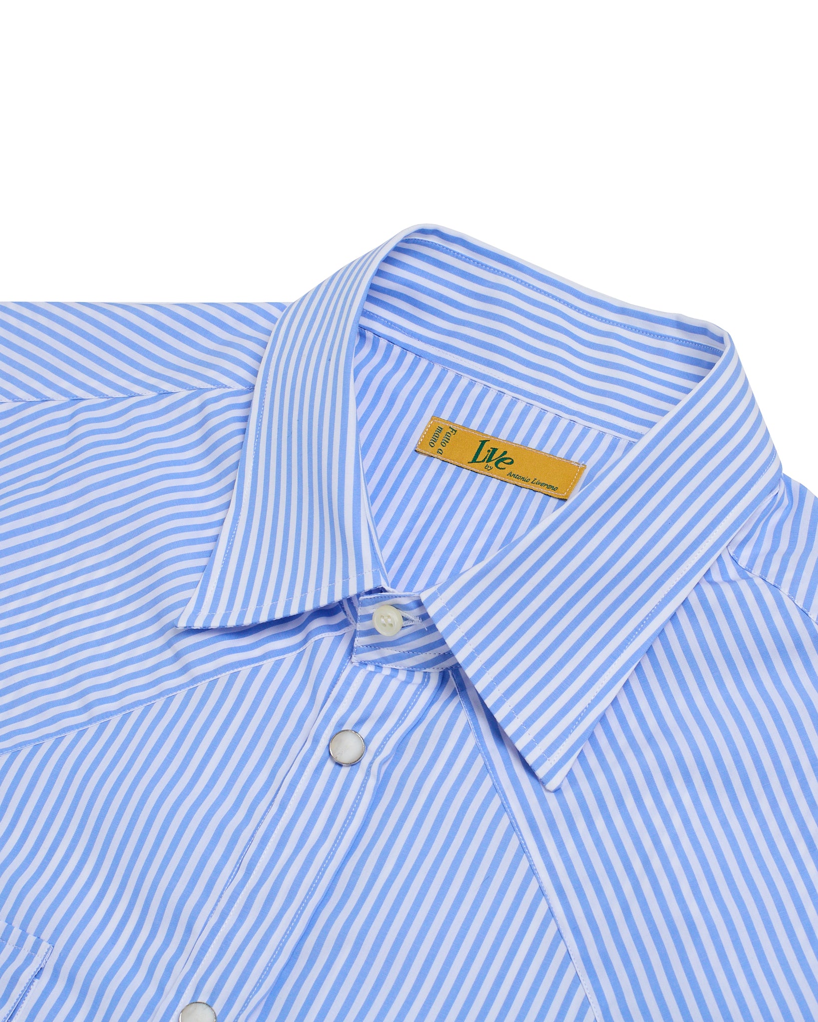 Western shirt - Light blue stripe poplin cotton