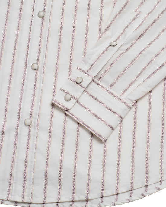 Western shirt - White with brown stripe Cotton