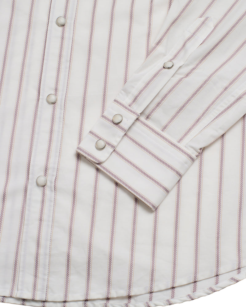 Shirt Westerner - White with brown stripe - Cotton