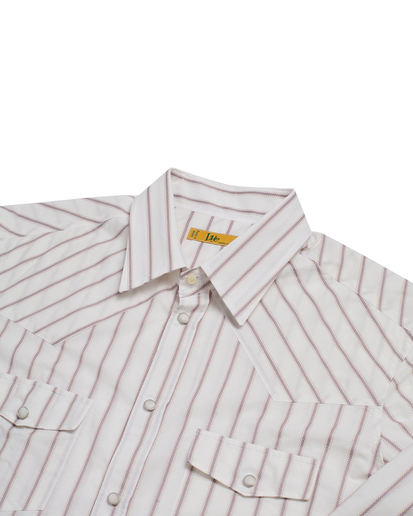 Western shirt - White with brown stripe Cotton