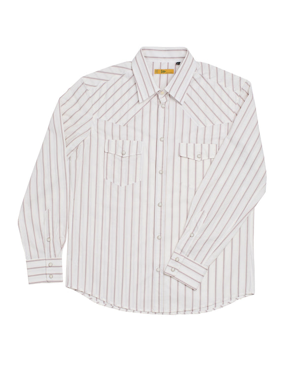 Shirt Westerner - White with brown stripe - Cotton