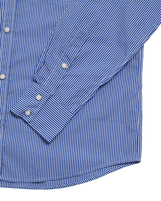 Western shirt - Navy blue check poplin cotton