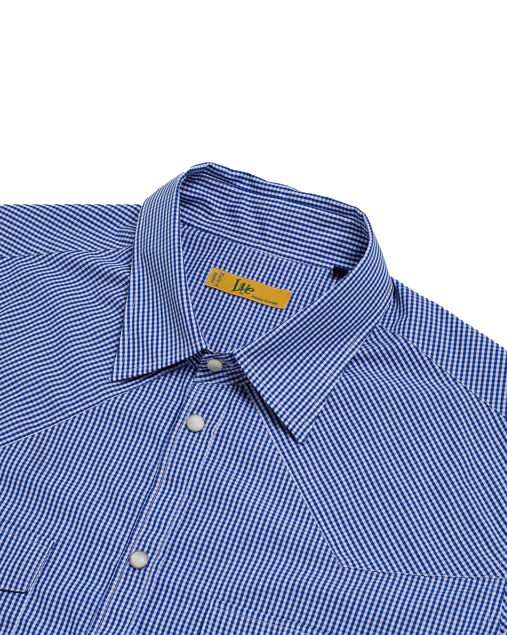 Western shirt - Navy blue check poplin cotton