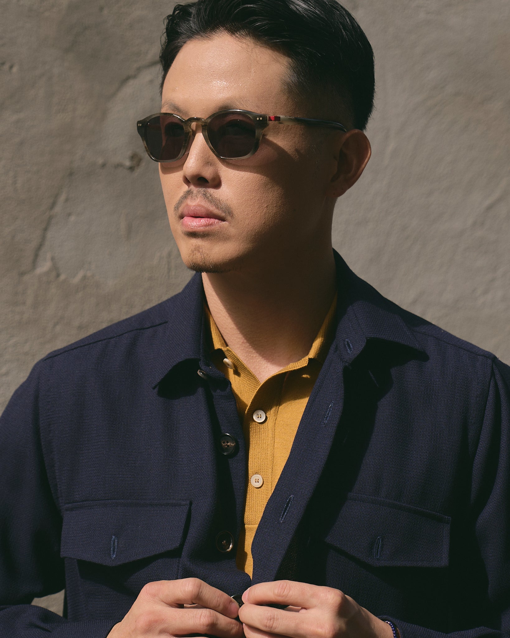 Shirt jacket - Wool - Navy blue hopsack
