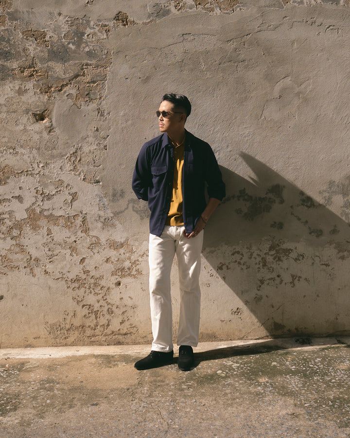 Shirt jacket - Wool - Navy blue hopsack