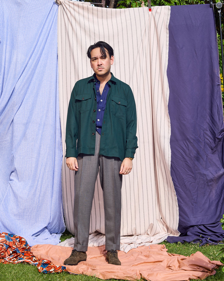 Shirt jacket - Wool - Racing green hopsack