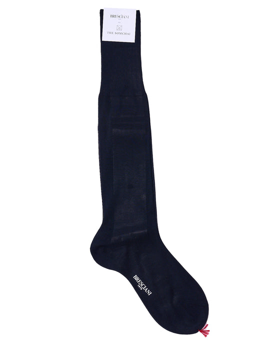 Knee length socks - Plain cotton  - Blu