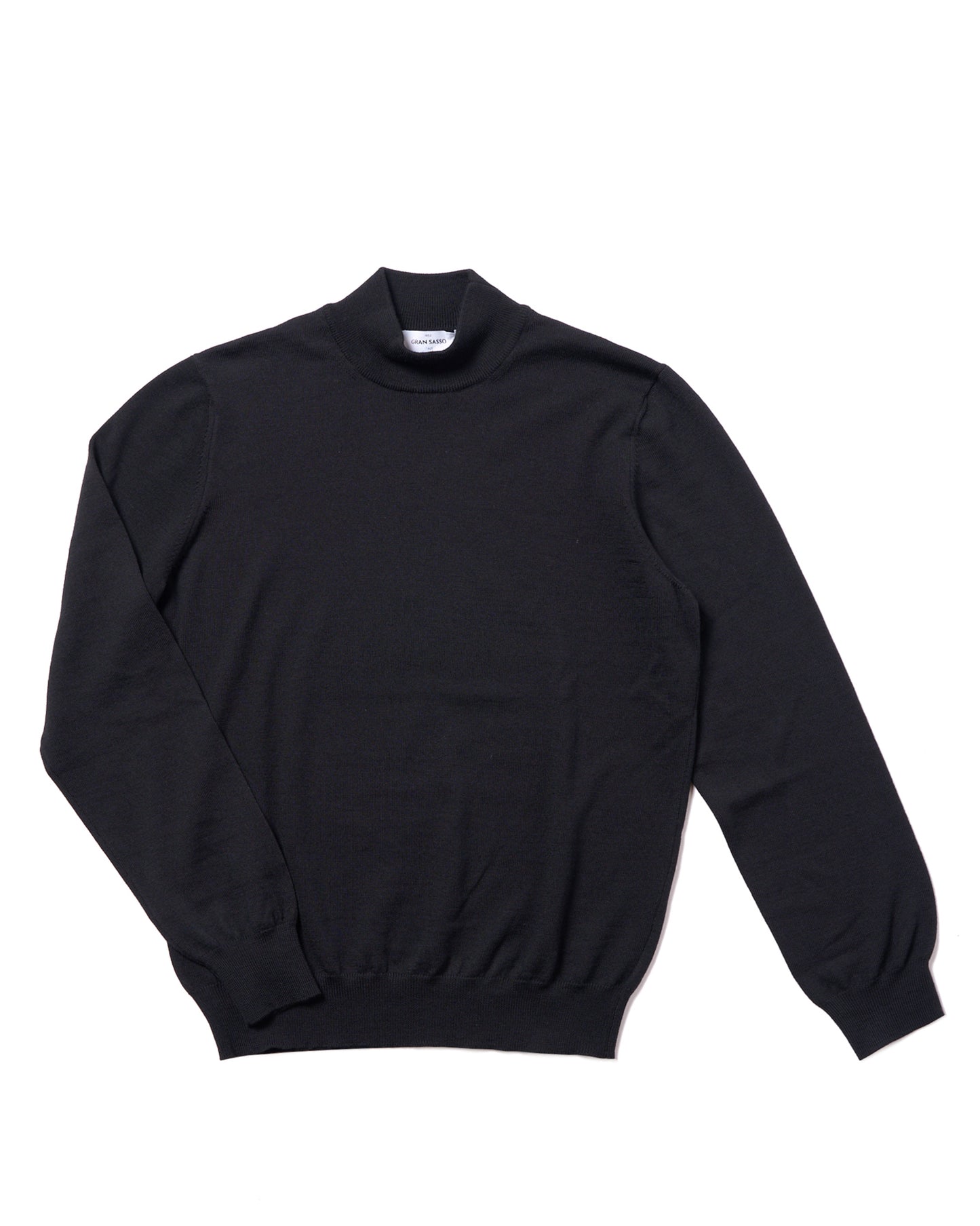 Knitted Mock Merino wool sweater - Black