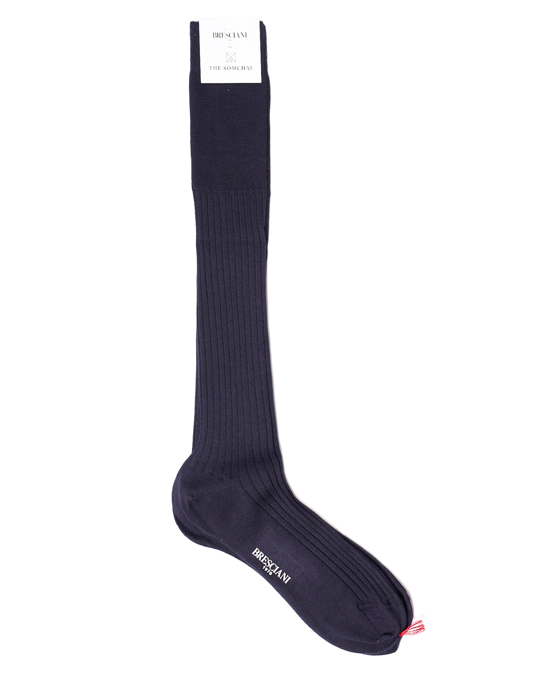 Knee length socks - Ribbed cashmere  - Blu