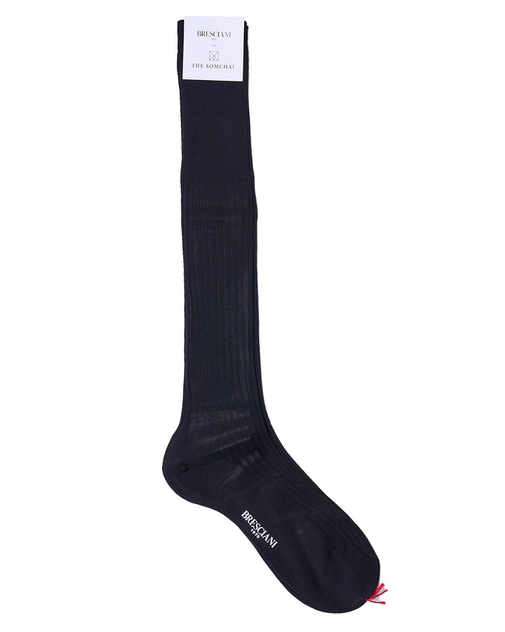 Knee length socks - Ribbed cotton  - Antracite