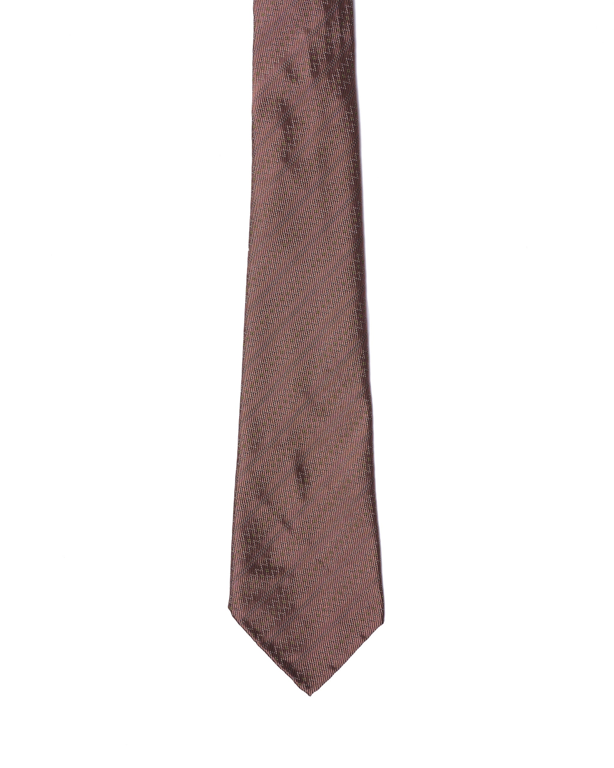 Jacquard tie - 7 Fold - Rose gold with amber line