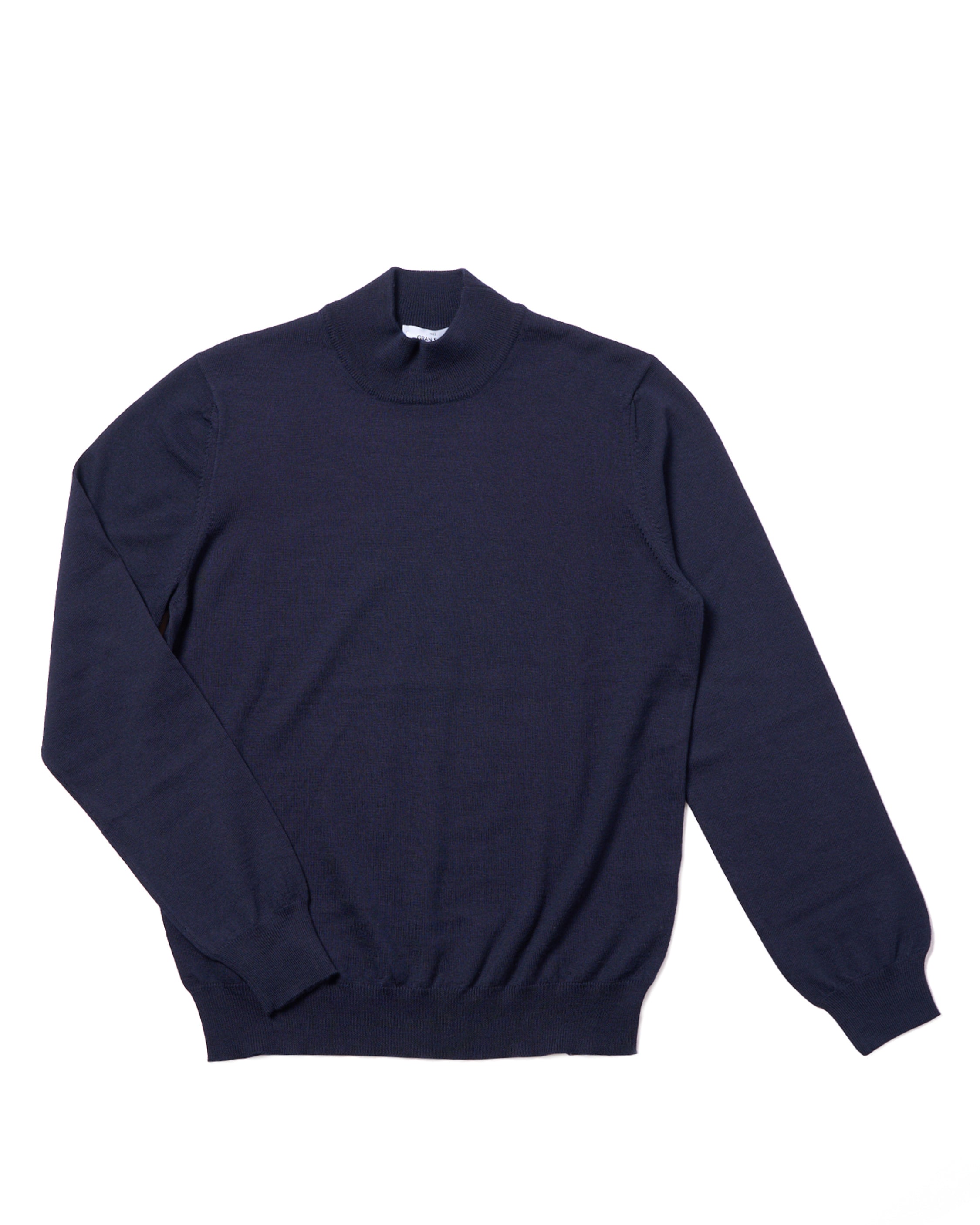 Mock neck extrafine merino wool Sweater - Medium blue