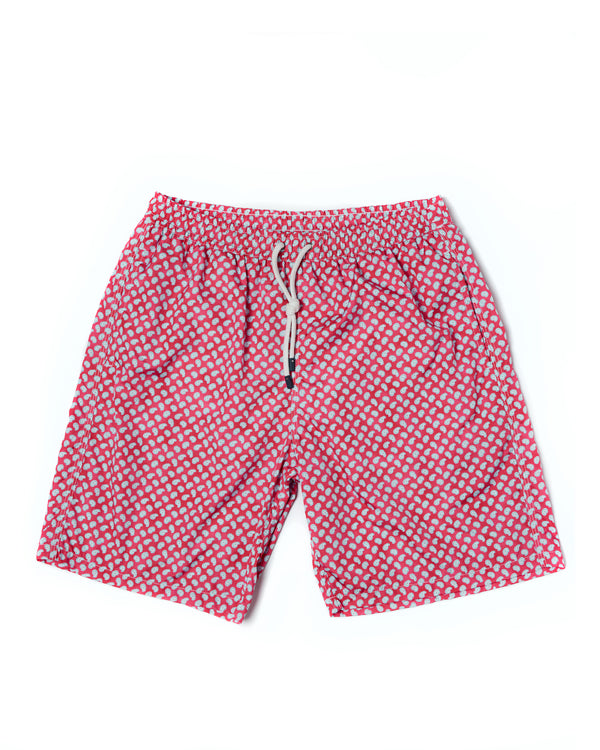 Swimtrunk - Square motif - Red - PA