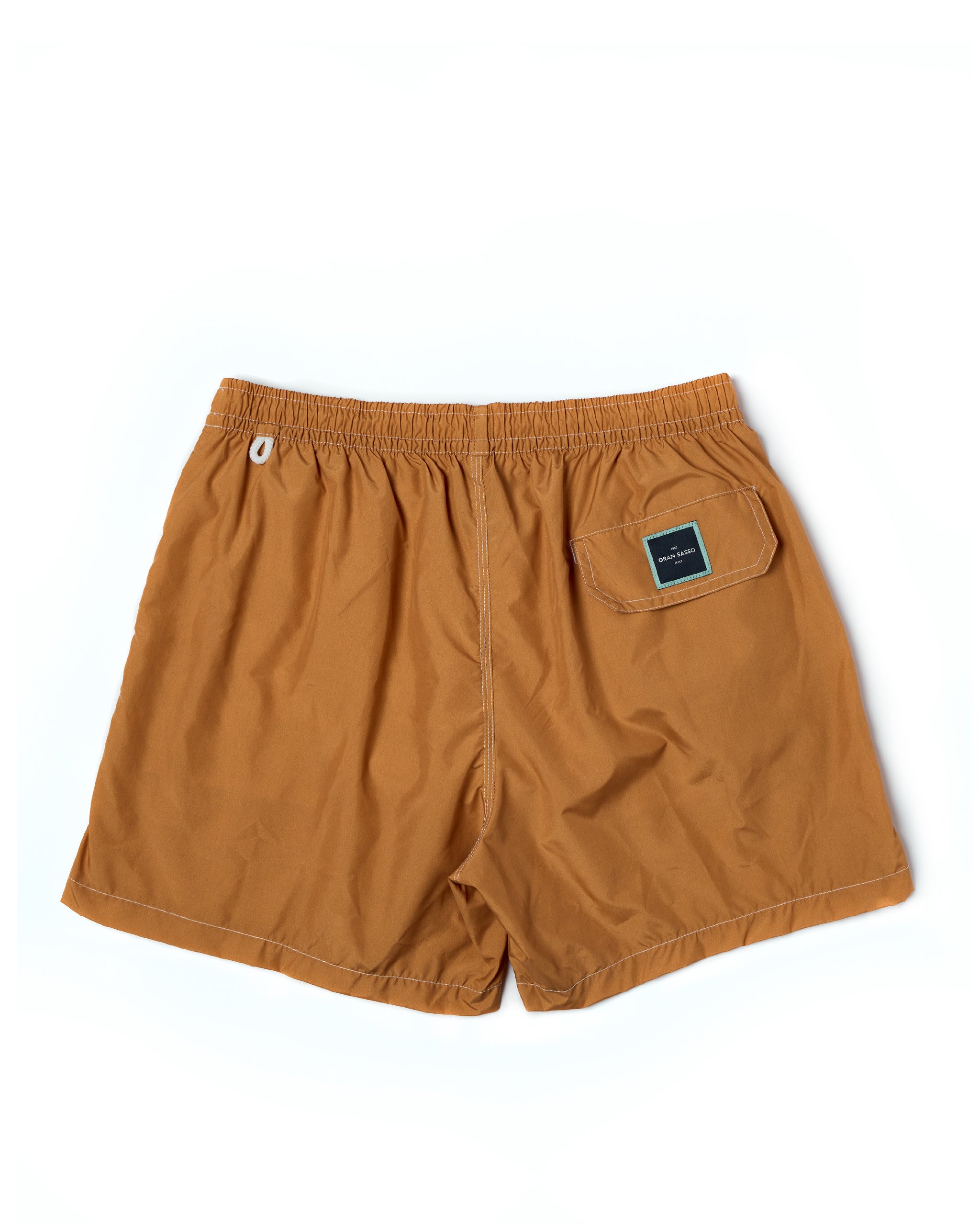 Printed plain swim shorts - Mustard